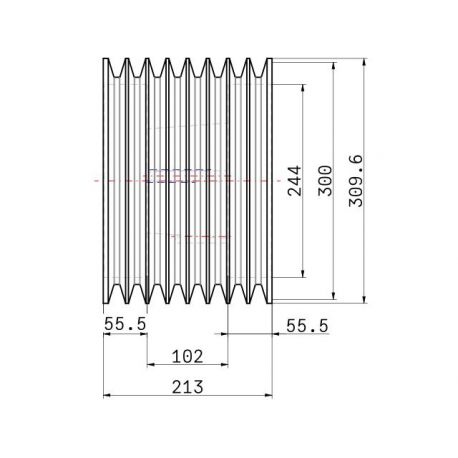 Poulie trapézoïdale SPC / C - 8 gorges - Ø300 mm - Moyeu amovible 4040 - Fonte