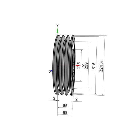 Poulie trapézoïdale SPC / C - 3 gorges - Ø315 mm - Moyeu amovible 3535 - Fonte