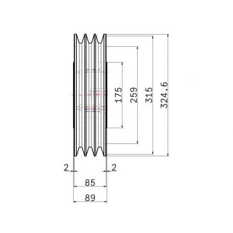 Poulie trapézoïdale SPC / C - 3 gorges - Ø315 mm - Moyeu amovible 3535 - Fonte