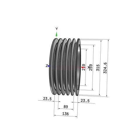 Poulie trapézoïdale SPC / C - 5 gorges - Ø315 mm - Moyeu amovible 3535 - Fonte