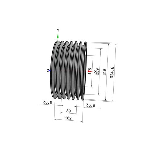 Poulie trapézoïdale SPC / C - 6 gorges - Ø315 mm - Moyeu amovible 3535 - Fonte