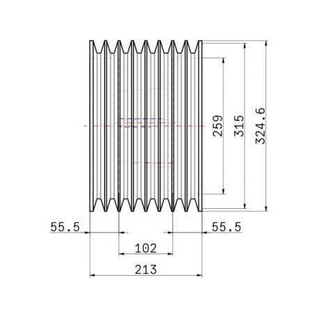 Poulie trapézoïdale SPC / C - 8 gorges - Ø315 mm - Moyeu amovible 4040 - Fonte