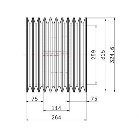 Poulie trapézoïdale SPC / C - 10 gorges - Ø315 mm - Moyeu amovible 4545 - Fonte