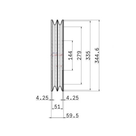 Poulie trapézoïdale SPC / C - 2 gorges - Ø335 mm - Moyeu amovible 3535 - Fonte