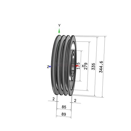 Poulie trapézoïdale SPC / C - 3 gorges - Ø335 mm - Moyeu amovible 3535 - Fonte