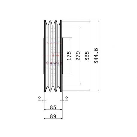 Poulie trapézoïdale SPC / C - 3 gorges - Ø335 mm - Moyeu amovible 3535 - Fonte