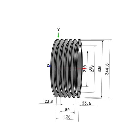 Poulie trapézoïdale SPC / C - 5 gorges - Ø335 mm - Moyeu amovible 3535 - Fonte
