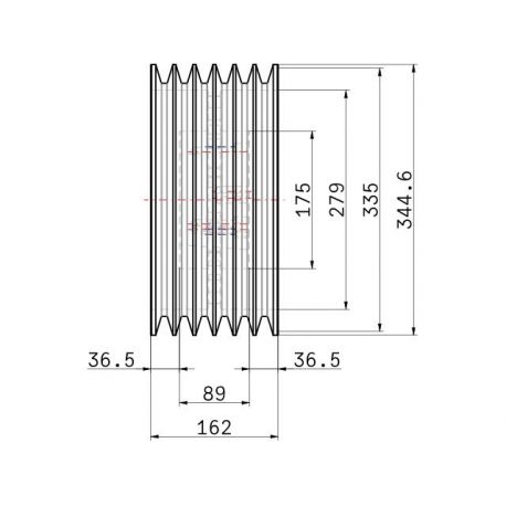 Poulie trapézoïdale SPC / C - 6 gorges - Ø335 mm - Moyeu amovible 3535 - Fonte