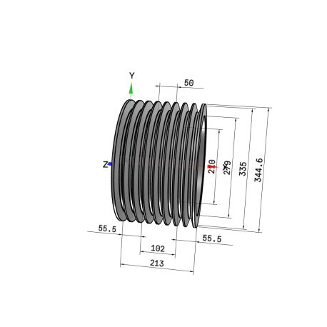 Poulie trapézoïdale SPC / C - 8 gorges - Ø335 mm - Moyeu amovible 4040 - Fonte