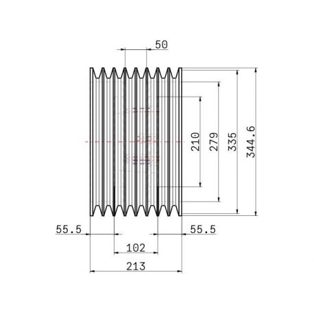 Poulie trapézoïdale SPC / C - 8 gorges - Ø335 mm - Moyeu amovible 4040 - Fonte