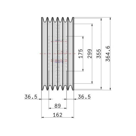 Poulie trapézoïdale SPC / C - 6 gorges - Ø355 mm - Moyeu amovible 3535 - Fonte