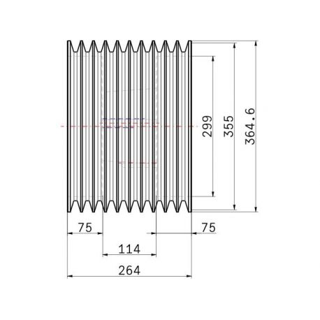 Poulie trapézoïdale SPC / C - 10 gorges - Ø355 mm - Moyeu amovible 4545 - Fonte