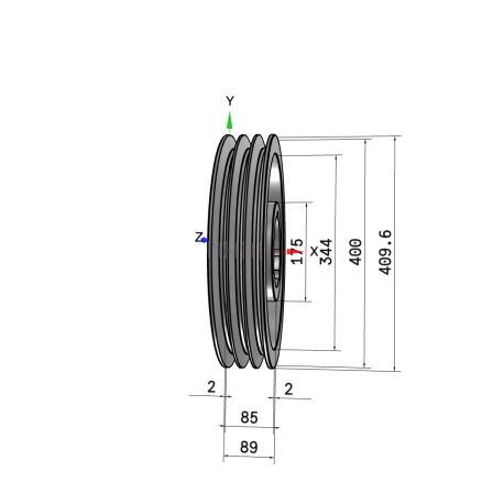 Poulie trapézoïdale SPC / C - 3 gorges - Ø400 mm - Moyeu amovible 3535 - Fonte
