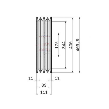 Poulie trapézoïdale SPC / C - 4 gorges - Ø400 mm - Moyeu amovible 3535 - Fonte