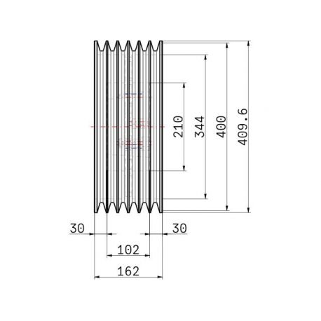 Poulie trapézoïdale SPC / C - 6 gorges - Ø400 mm - Moyeu amovible 4040 - Fonte