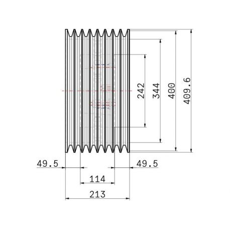 Poulie trapézoïdale SPC / C - 8 gorges - Ø400 mm - Moyeu amovible 4545 - Fonte