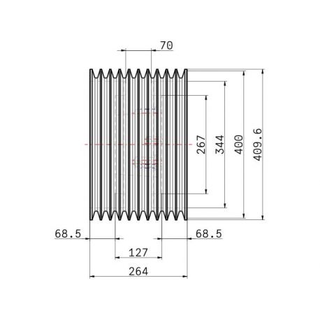 Poulie trapézoïdale SPC / C - 10 gorges - Ø400 mm - Moyeu amovible 5050 - Fonte