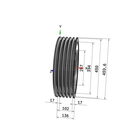 Poulie trapézoïdale SPC / C - 5 gorges - Ø450 mm - Moyeu amovible 4040 - Fonte