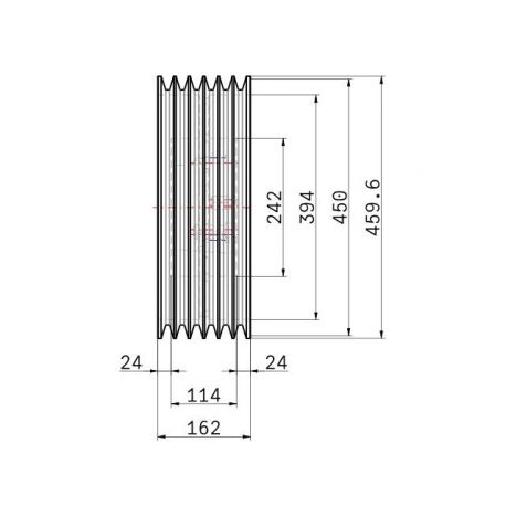Poulie trapézoïdale SPC / C - 6 gorges - Ø450 mm - Moyeu amovible 4545 - Fonte