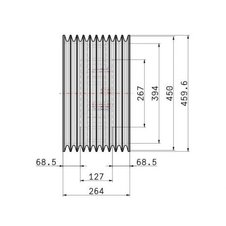 Poulie trapézoïdale SPC / C - 10 gorges - Ø450 mm - Moyeu amovible 5050 - Fonte