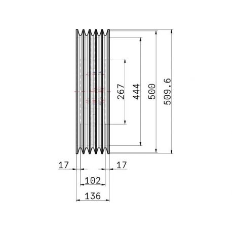 Poulie trapézoïdale SPC / C - 5 gorges - Ø500 mm - Moyeu amovible 4040 - Fonte