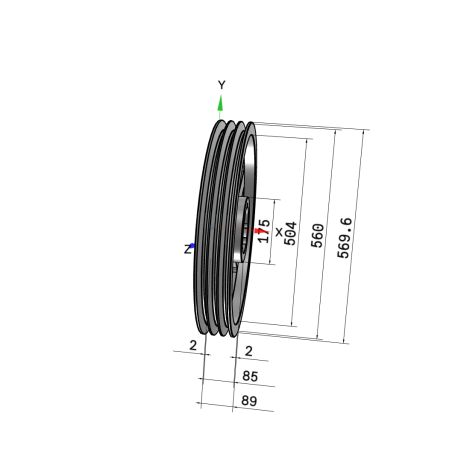 Poulie trapézoïdale SPC / C - 3 gorges - Ø560 mm - Moyeu amovible 3535 - Fonte