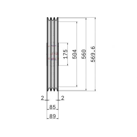 Poulie trapézoïdale SPC / C - 3 gorges - Ø560 mm - Moyeu amovible 3535 - Fonte