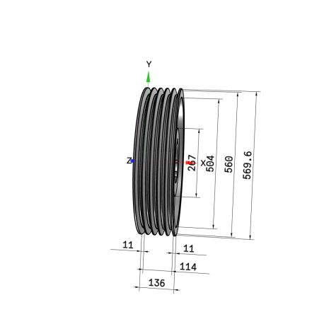 Poulie trapézoïdale SPC / C - 5 gorges - Ø560 mm - Moyeu amovible 4545 - Fonte