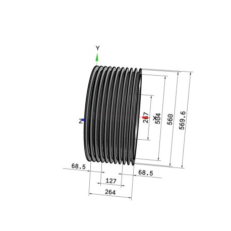 Poulie trapézoïdale SPC / C - 10 gorges - Ø560 mm - Moyeu amovible 5050 - Fonte