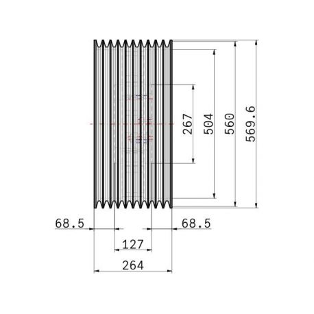 Poulie trapézoïdale SPC / C - 10 gorges - Ø560 mm - Moyeu amovible 5050 - Fonte