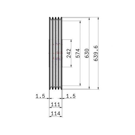Poulie trapézoïdale SPC / C - 4 gorges - Ø630 mm - Moyeu amovible4545 - Fonte