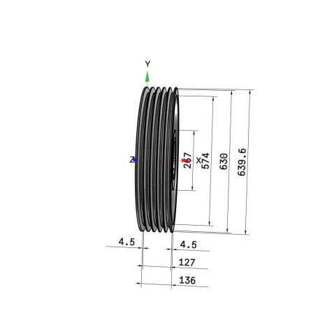 Poulie trapézoïdale SPC / C - 5 gorges - Ø630 mm - Moyeu amovible 5050 - Fonte