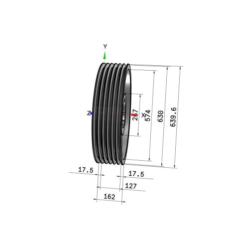 Poulie trapézoïdale SPC / C - 6 gorges - Ø630 mm - Moyeu amovible 5050 - Fonte