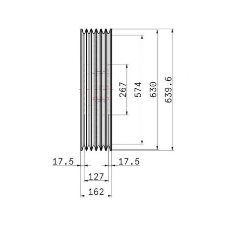 Poulie trapézoïdale SPC / C - 6 gorges - Ø630 mm - Moyeu amovible 5050 - Fonte