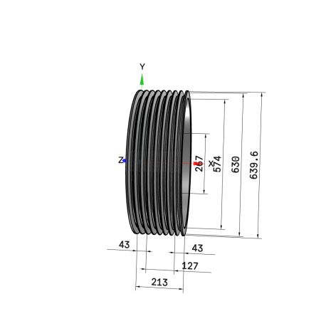 Poulie trapézoïdale SPC / C - 8 gorges - Ø630 mm - Moyeu amovible 5050 - Fonte