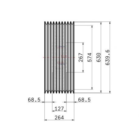 Poulie trapézoïdale SPC / C - 10 gorges - Ø630 mm - Moyeu amovible 5050 - Fonte