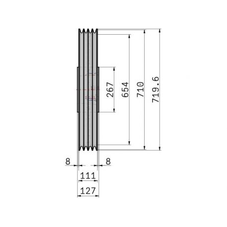 Poulie trapézoïdale SPC / C - 4 gorges - Ø710 mm - Moyeu amovible 5050 - Fonte