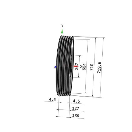 Poulie trapézoïdale SPC / C - 5 gorges - Ø710 mm - Moyeu amovible 5050 - Fonte