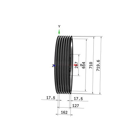 Poulie trapézoïdale SPC / C - 6 gorges - Ø710 mm - Moyeu amovible 5050 - Fonte