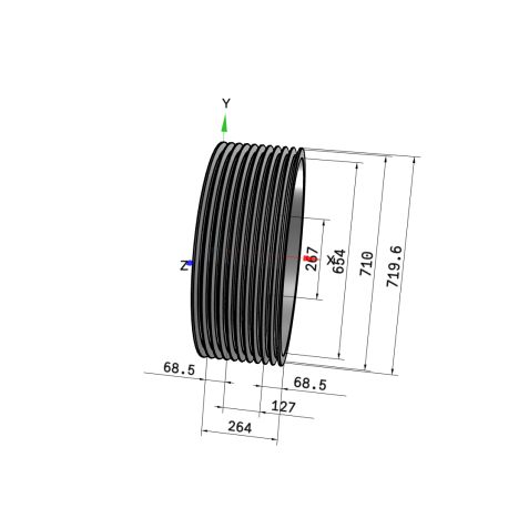 Poulie trapézoïdale SPC / C - 10 gorges - Ø710 mm - Moyeu amovible 5050 - Fonte