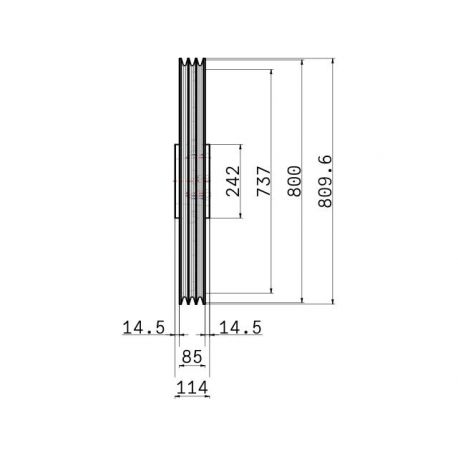 Poulie trapézoïdale SPC / C - 3 gorges - Ø800 mm - Moyeu amovible 4545 - Fonte
