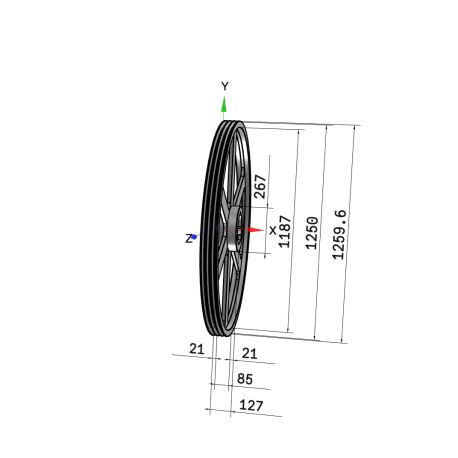 Poulie trapézoïdale SPC / C - 3 gorges - Ø1250 mm - Moyeu amovible 5050 - Fonte