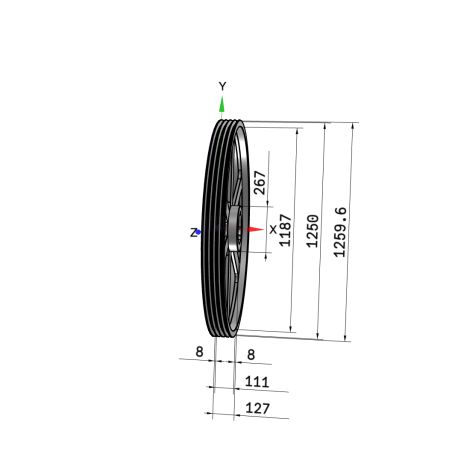 Poulie trapézoïdale SPC / C - 4 gorges - Ø1250 mm - Moyeu amovible 5050 - Fonte