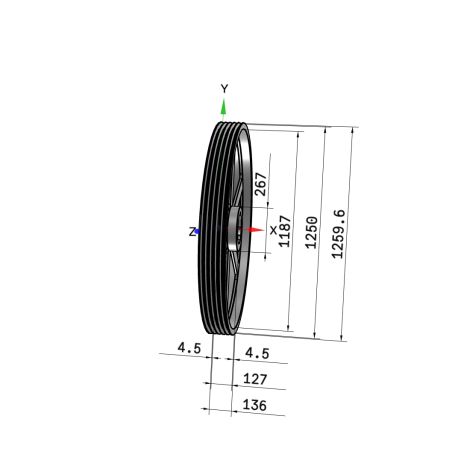 Poulie trapézoïdale SPC / C - 5 gorges - Ø1250 mm - Moyeu amovible 5050 - Fonte