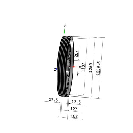 Poulie trapézoïdale SPC / C - 6 gorges - Ø1250 mm - Moyeu amovible 5050 - Fonte
