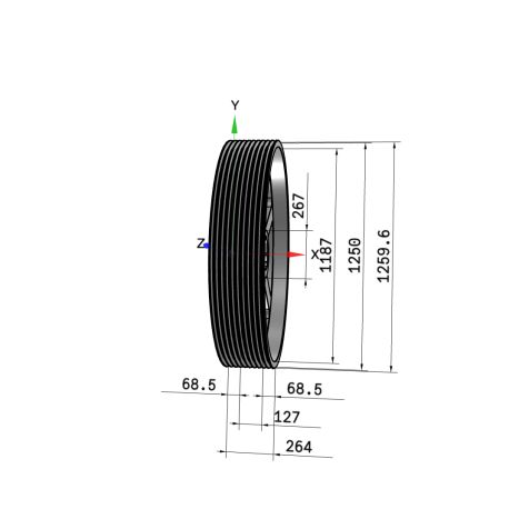 Poulie trapézoïdale SPC / C - 10 gorges - Ø1250 mm - Moyeu amovible 5050 - Fonte