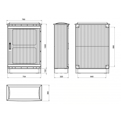 Socle de fixation au sol 102x754x360mm pour coffret électrique EMCP5610