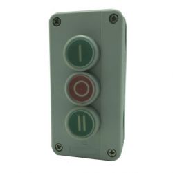 Boite 3 boutons poussoir vert et rouge - IP65 - 2NO - 1NC