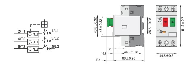 Disjoncteur Magnéto-Thermique SM1P1400 Triphasé avec Commande BP 9 à 14 A