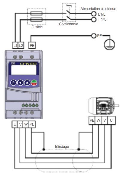 schéma de connexion variateur mono tri CFW100